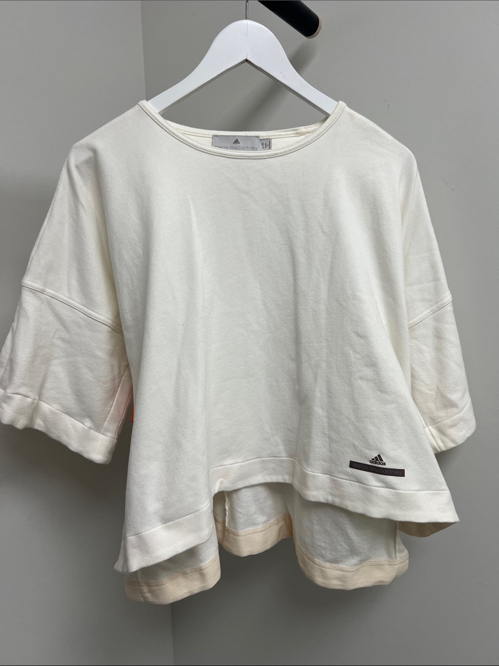 Adidas by Stella McCartney Cream White Relaxed Cropped Sweatshirt